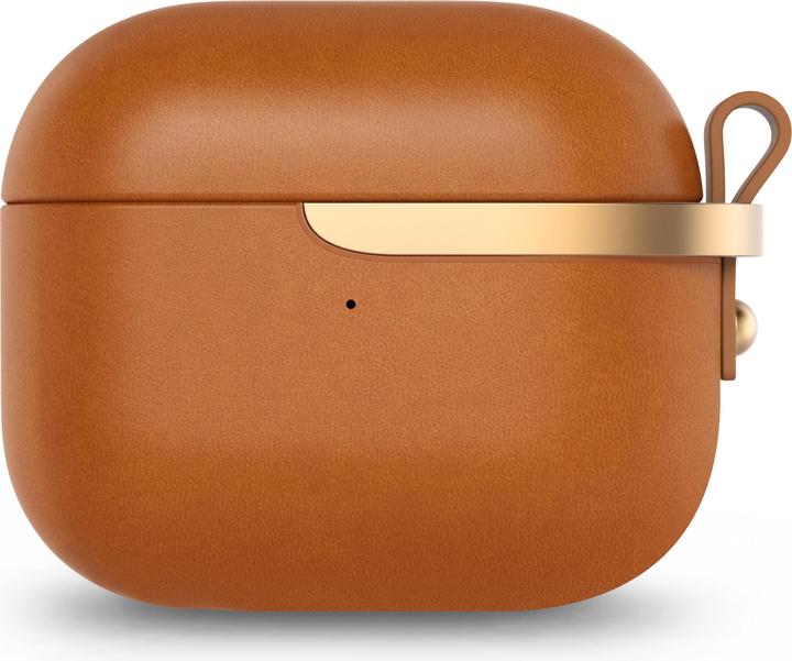 Moshi Pebbo Luxe beschermhoes voor Airpods 3 - leer - karamelbruin (Koptelefoon tas)