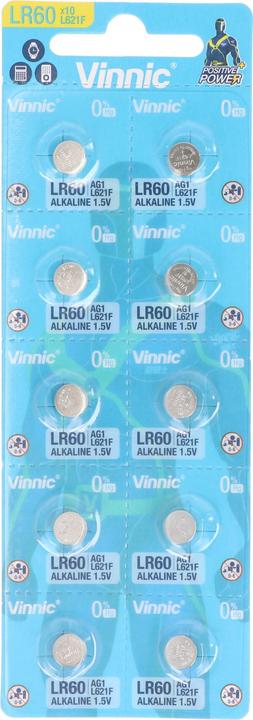 Produktbild Vinnic 10 Stück AG1 Alkaline-Einweg-Batterie Type G1, AG1, L621, LR60 (10 Stk., LR621, 22 mAh)