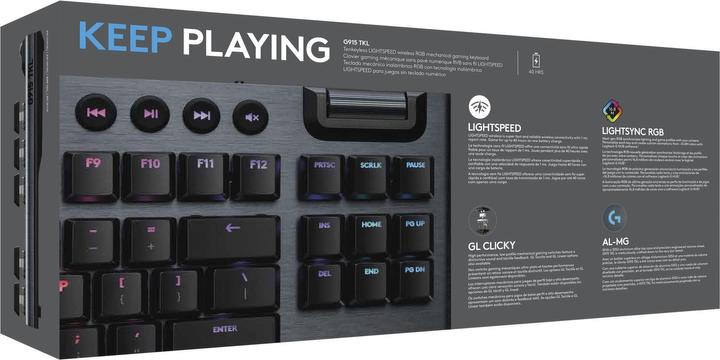Produktbild Logitech G915 TKL Tenkeyless LIGHTSPEED Wireless RGB Mechanical Gaming Keyboard - CARBON - NLB - CENTRAL (BE, Kabelgebunden)