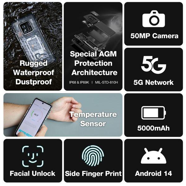 Actual product image AGM X6 Phantom 5G 8/128, tr (128 GB, Ghost, 6.78", Dual SIM, 50 Mpx, 5G)