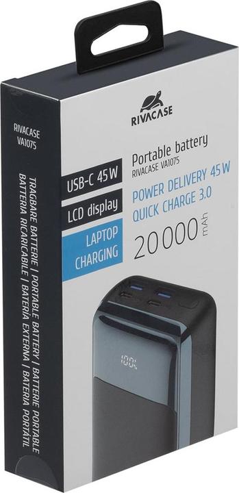 Produktbild Rivacase Batteriebank 20.000 Mah 45W Qc/Pd (20000 mAh, 45 W, 74 Wh)