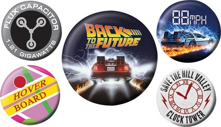 Image du produit Back to the Future Delorean - Set de 5 badges en métal