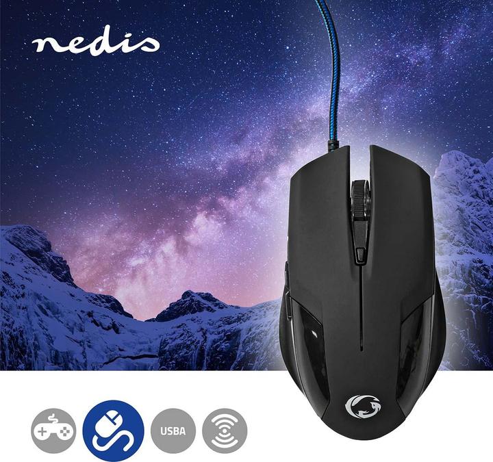 Actual product image Nedis Gaming Mouse | Wired | 1200 / 2400 / 4800 / 7200 dpi | Adjustable DPI | Number of buttons: 6 (Cable)