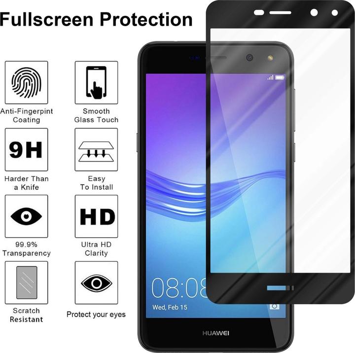 Actual product image Cadorabo Full screen display protection glass (1 Piece, Huawei Y6 (2017), Huawei Y5 (2017))
