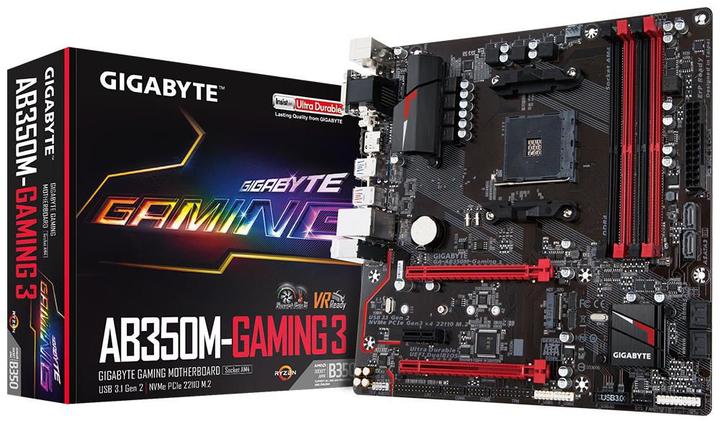 Image du produit Gigabyte GA-AB350M-Gaming 3, mATX, AM4 (AM4, AMD B350, mATX)