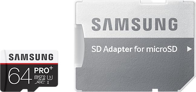 Actual product image Samsung Pro Plus microSDXC (64 GB, microSDXC, U3, UHS-I)