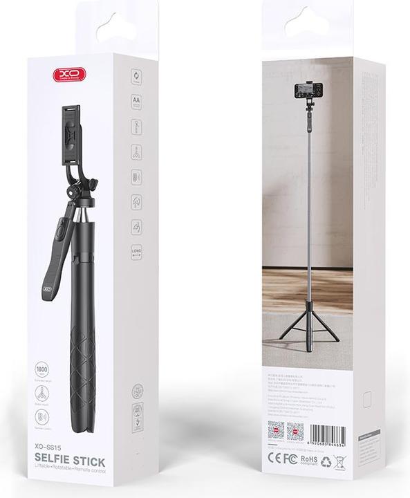 Productafbeelding xO selfie stick Bluetooth statief SS15 zwart 180cm