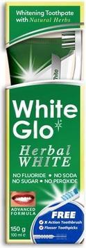 White Glo SET Herbal White Toothpaste ziołowa pasta do zębów 100ml + szczoteczka do zębów (100 ml)