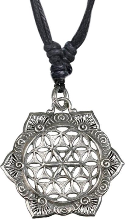 Immagine prodotto Star Piercing Collana nera con ciondolo in argento con fiore e stella (Ottone)