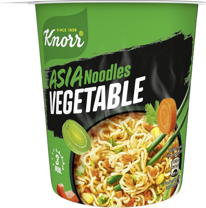 Produktbild Knorr Asia Noodles Vegetable Becher Instant Nudeln Asiatisch Snack Gemüsegeschmack in 3 Minuten zubereitet (79 g)