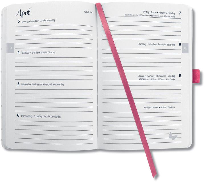 Immagine prodotto Jolie Agenda Flair 2026 J6104 1W/2S fuchsia pink ML A6 (Tedesco, Olandese, Inglese, Francese)