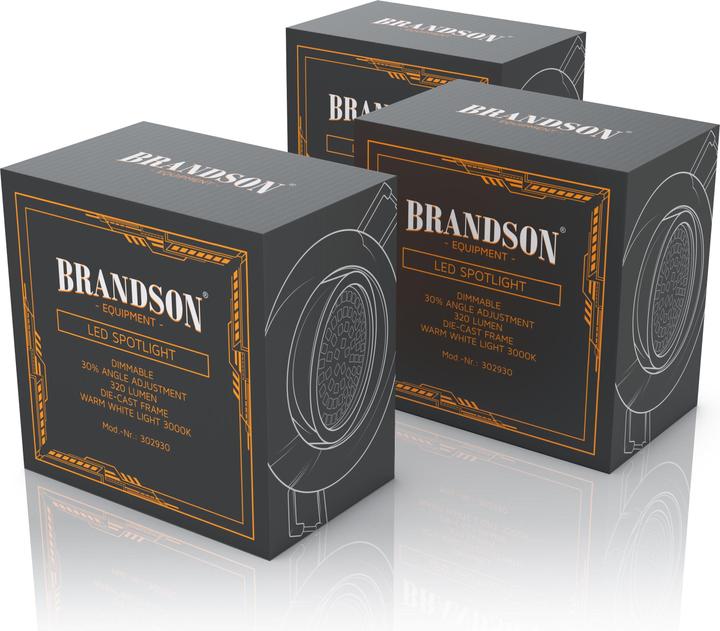 Produktbild Brandson 3x LED Einbaustrahler, dimm & schwenkbarer Deckenspot, Aluminium Rahmen, Deckenstrahler Warmweiss (320 lm)