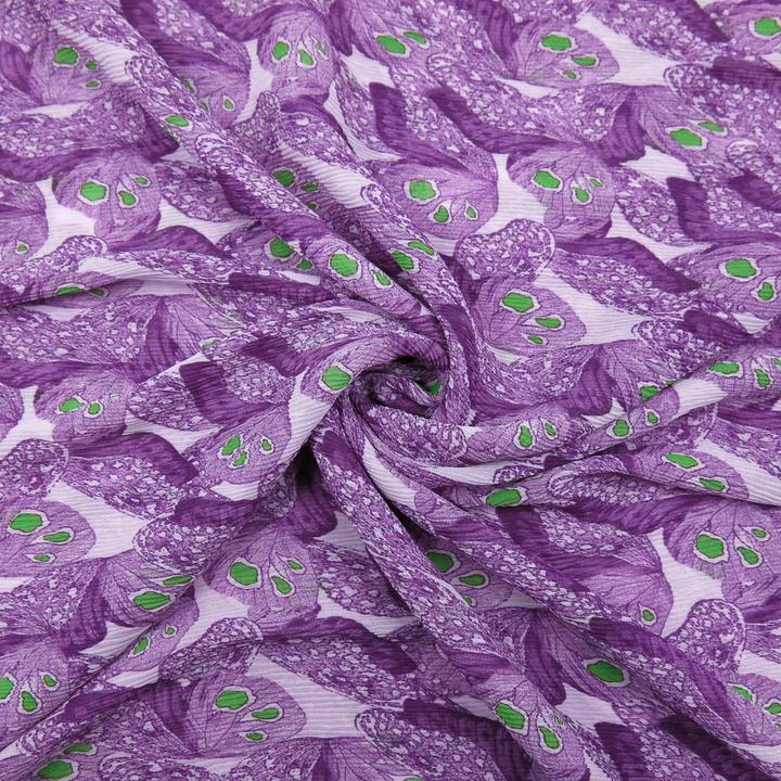 Produktbild Stoffrestposten Plissee Chiffon - Schmetterlinge Violett