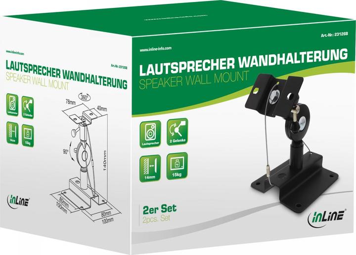 Image du produit InLine Support mural pour haut-parleurs (1 paire, Installation murale)