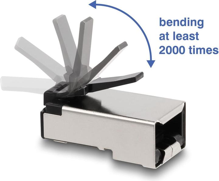 Image du produit Delock Connecteur modulaire RJ45 avec ergot d'arrêt robuste Cat.6 et manchon anti-pli, lot de 50 (Câbles de réseau)