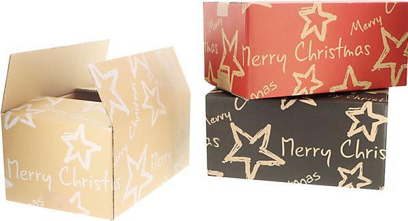 Produktbild kaiserkraft Versandkarton Christmas Stars terra (15 x)