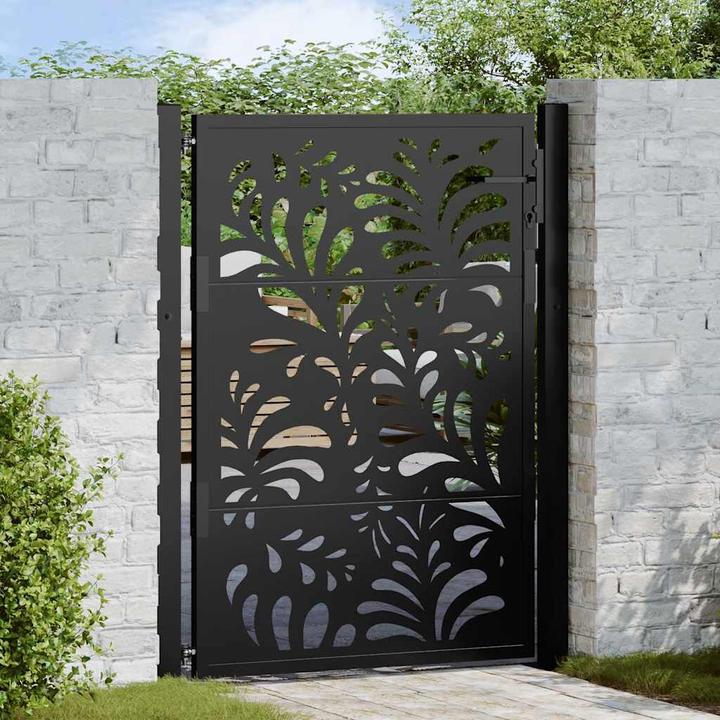 Immagine prodotto VidaXL Cancello da giardino nero 105x130 cm in acciaio con design a onda Cancello per recinzione da esterno