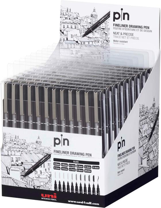 Actual product image Uni-ball Pin Fineliner (Black, 12 x)