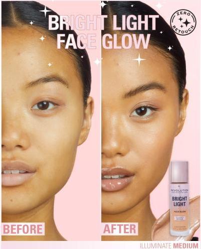 Image du produit Makeup Revolution Bright Light Face Glow Teint éclaircissant pour la peau Finition éclatante Illuminate Medium (Illuminate Medium)
