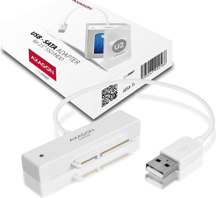 Productafbeelding Axagon ADSA-1S6 SLIMPort-adapter, USB 2.0, 2,5" SSD/HDD, SATA - met behuizing (2.5")