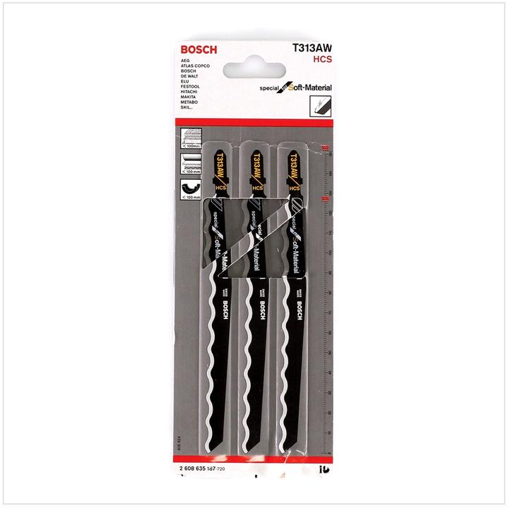 Image du produit Bosch Professional Zubehör Lame de scie sauteuse PRO Soft Material T313AW, 152 mm, 3 pcs.