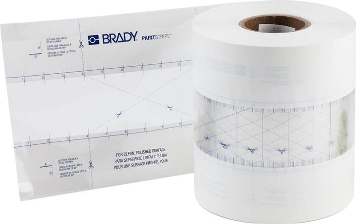 Actual product image Brady PaintStripe stencil - continuous line, polypropylene, transparent/white, 76.20 mm x 152.4