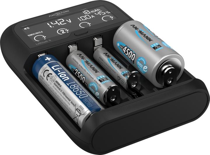 Image du produit Ansmann Chargeur lithium/NiMH lithium 4 (1 pcs, 10340, 10350, 10440, 10500, 12500, 12650, 13500, 13650, 14500, 14650, 16340, 16650, 17335, 17355, 17500, 17650, 17670, 18350, 18490, 18500, 18650, 18700, 20650, 21700, 22650, Batterie)
