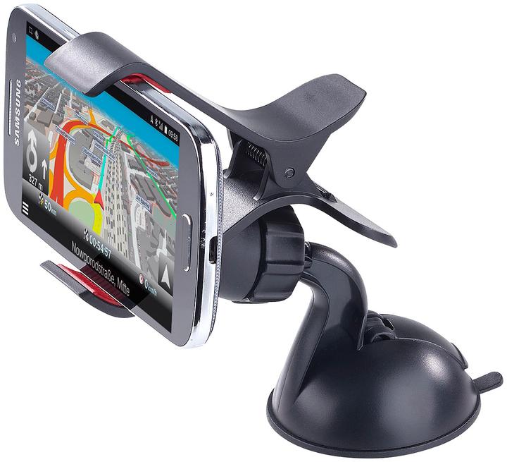 Produktbild Pearl Universal-Kfz-Halterung für Smartphones, Navis & Co. bis 9,5 cm Breite