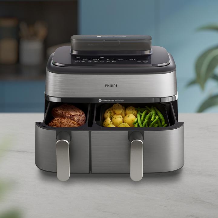 Produktbild Philips Steam Airfryer Dual Basket NA555/00