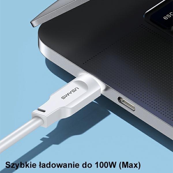 Image du produit Usams Câble de charge type-C vers type-C - Blanc (1.20 m, 100 W)
