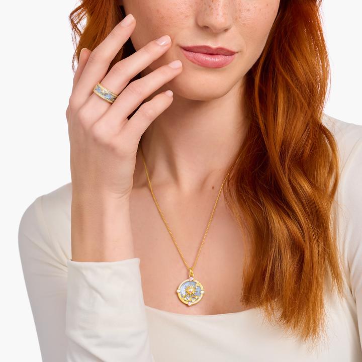 Produktbild Thomas Sabo Ring blau mit kosmischen Symbolen vergoldet (58, 925 Silber)