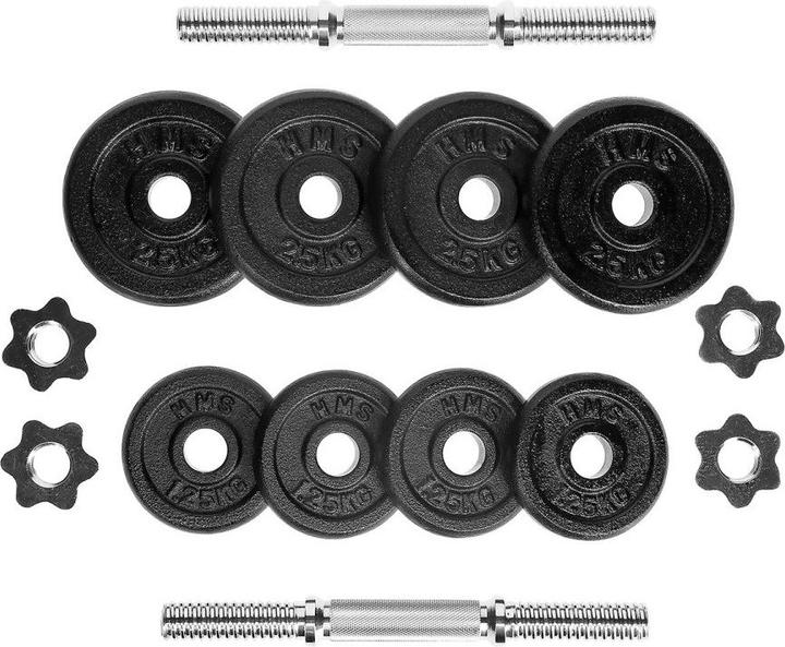 Produktbild HMS Hantelgewichte mit Kunststoffkoffer ST20 20kg, schwarz (2 x 10 kg)