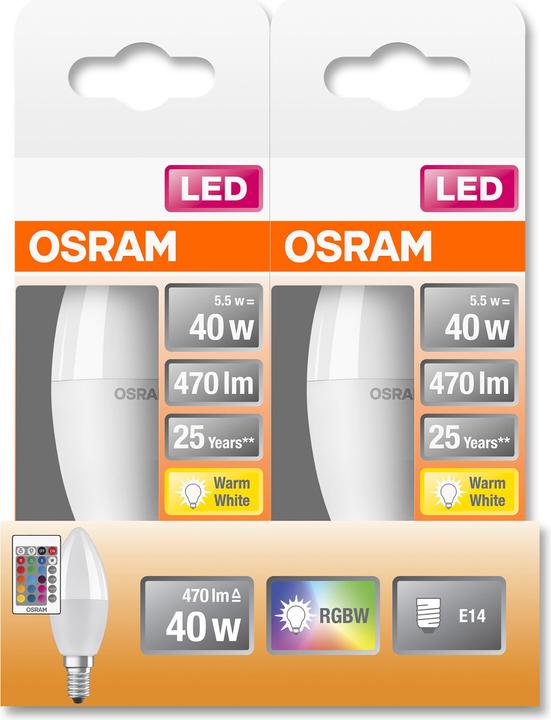 Produktbild Osram Led Retrofit Rgbw Lamps With Remote Control (E14, 40 W, 470 lm, 1 x, F)