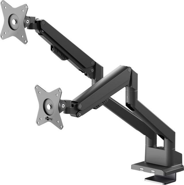 Produktbild Goobay Doppel-Monitorhalterung mit Gasdruckfeder, schwarz (Tisch, 31.89")