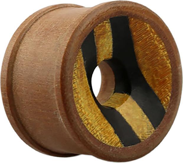 Star Piercing Tunnel aus Sawo Holz mit Areng Holz und Krokodilholz gestreift (ohne Messing, Organisch)