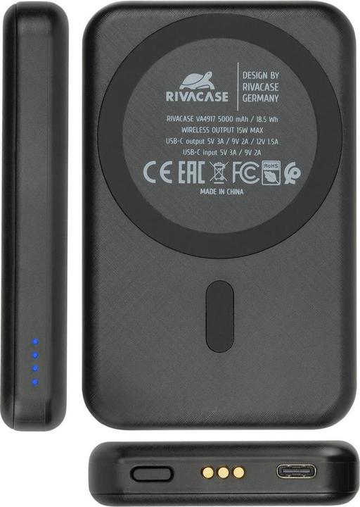 Image du produit Rivacase VA4917 Chargeur sans fil Qi 15W avec batterie externe avec QC/PD 5000mAh Quick Charge Functi (15 W)