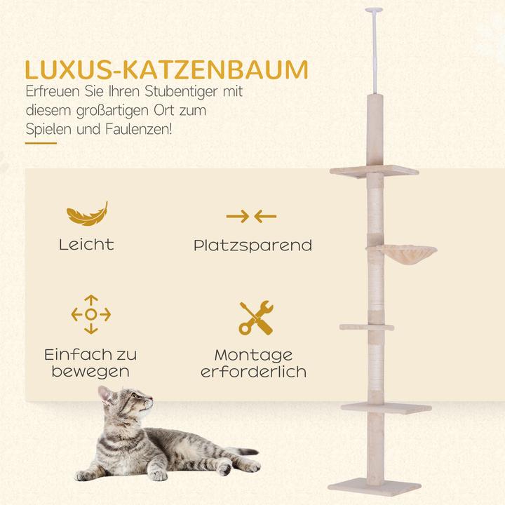Produktbild PawHut Kratzbaum höhenverstellbar (260 cm, Beige)