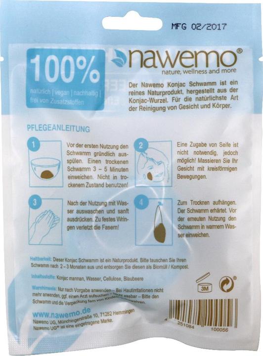 Nawemo Konjac Schwamm Blaubeere, mit Fruchtsäuren gegen Fältchen