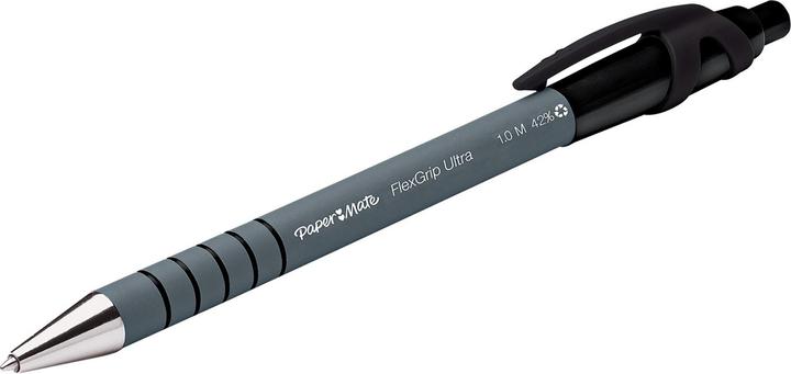 Actual product image Paper Mate Flexgrip Ultra Clip-on Retractable Ballpoint Pen Medium 12 Pieces (Black, Gray, 12 x)