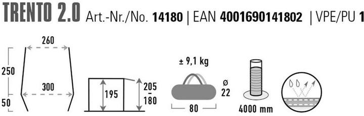 Immagine prodotto High Peak Tenda dell'autobus Trento 2.0 lightgrey-darkgrey-lime (Tenda a cupola, 9.10 kg, 2 persone)