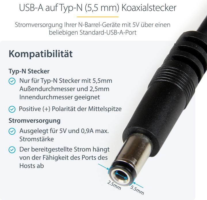 Actual product image StarTech USB 2.0 to hollow connector type N (1 m)