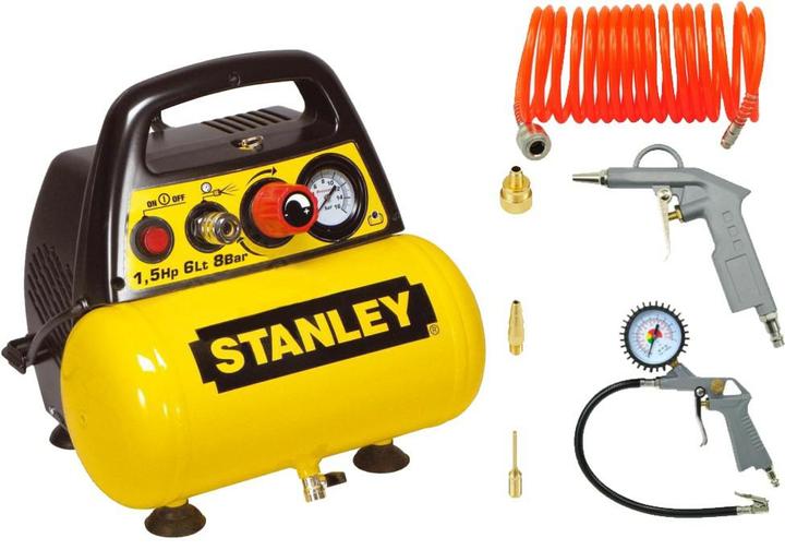 Stanley Compressor Without Oil 6l + Pneumatic Set (8 bar, 6 l)