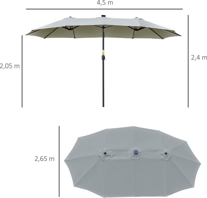 Produktbild Outsunny Sonnenschirm mit Solar-LED-Leuchte (2.65 m)