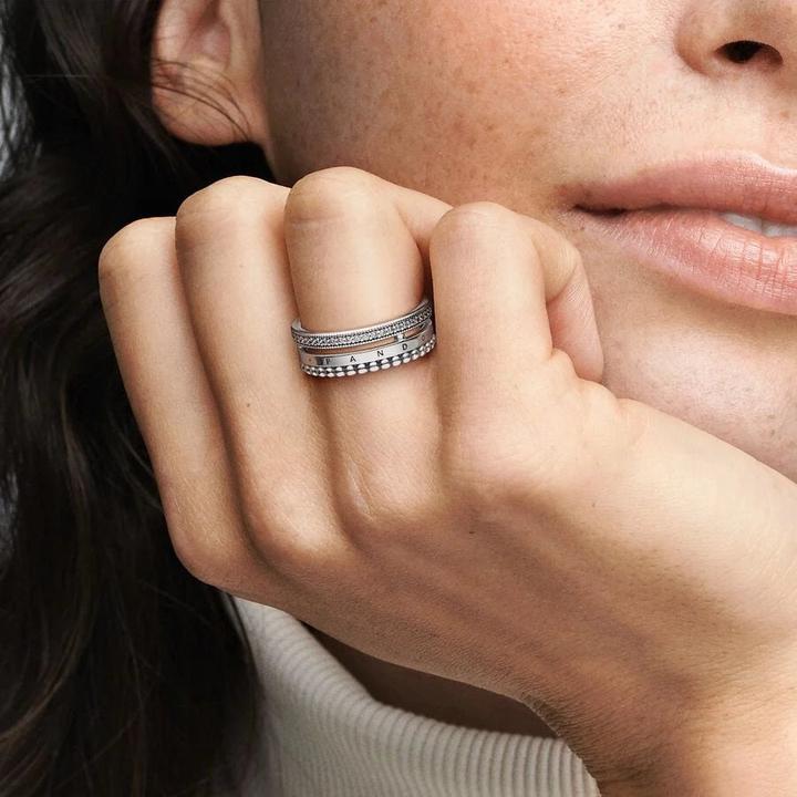 Immagine prodotto Pandora Anello Logo Signature con pavé e perline (54, 925 Argento)