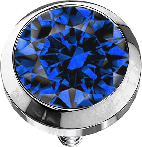 Image du produit Star Piercing Dermal Anchor argenté avec cristal bleu foncé (sans laiton, Titane G23)