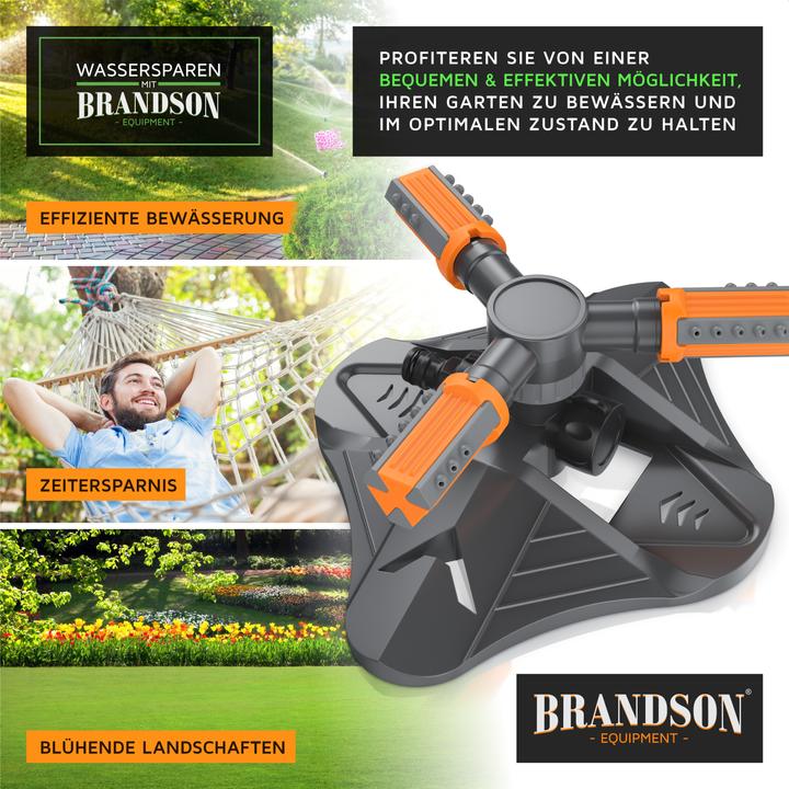 Produktbild Brandson Kreisregner, 360° Rasensprenger, 3 Arm, Garten Sprinkler, Bewässerungssystem, Gardena kompatibel (Kreisregner)