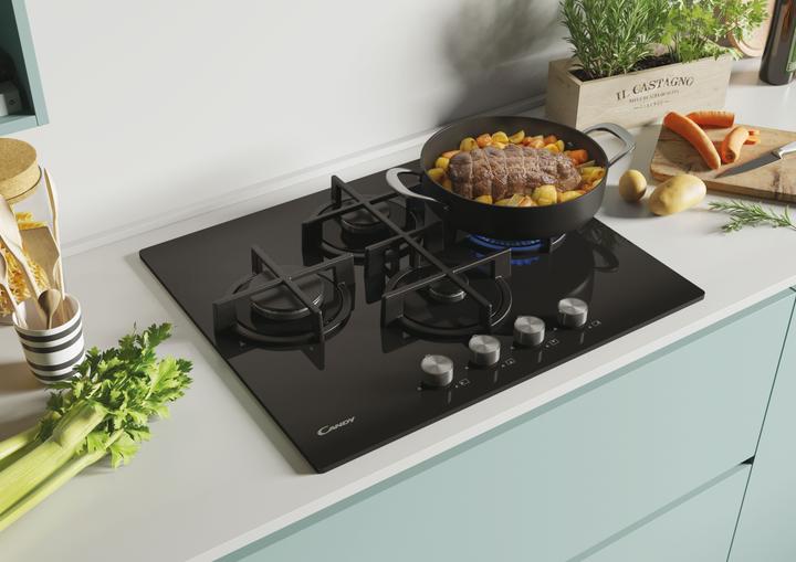 Actual product image Candy CVG6DPB Black Built-in 59 cm Gas 4 Cooker(s)