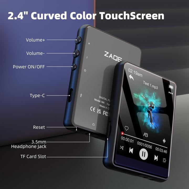 Actual product image Zaqe Tragbarer MP3-Player mit Bluetooth und Touchscreen