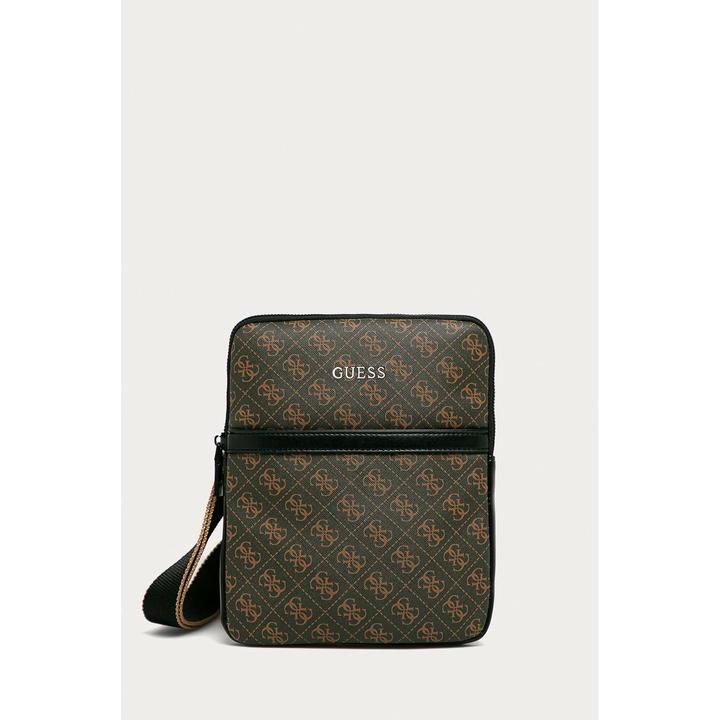 Immagine prodotto Guess Vezzola, Flat Top Zip, Textile Crossbody Bag, Brown, For Men