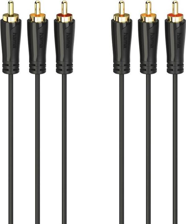 Produktbild Hama Audio-/Video-Kabel, 3 Cinch-Stecker - 3 Cinch-Stecker, vergoldet, 3,0 m (3 m, Cinch)
